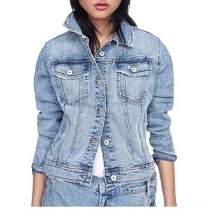 Zara Distressed Faded Blue Jean Denim Cropped Jacket - S